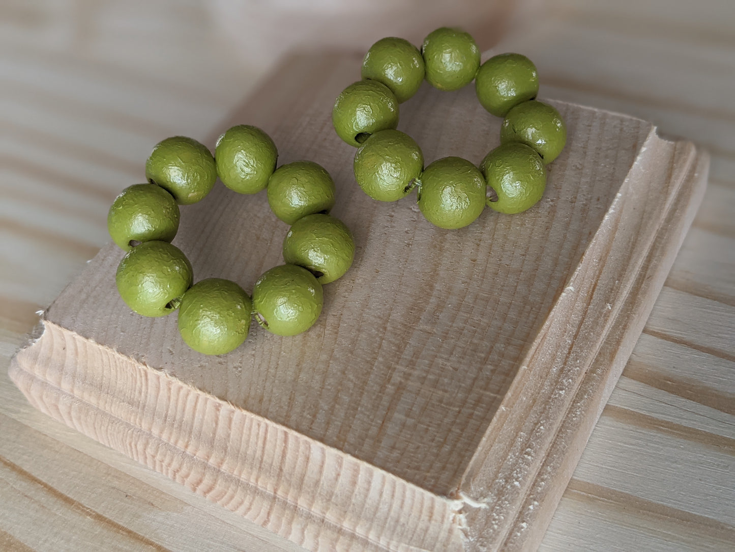 Danna Hand Painted Wood Earrings Green - Akajou