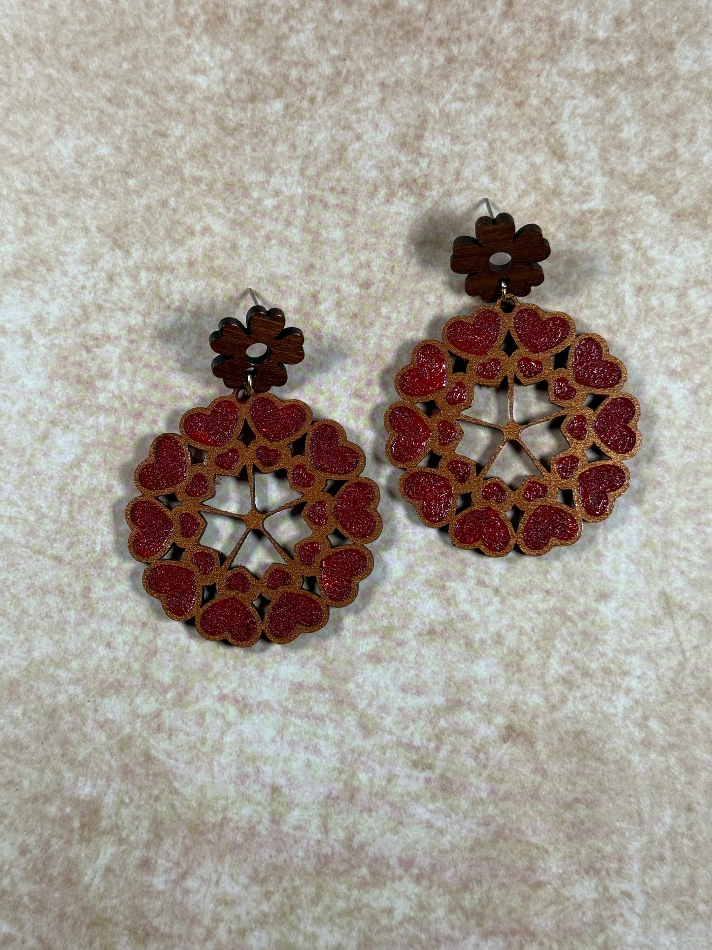Heart Detail Wooden Earrings – February Edition - Akajou