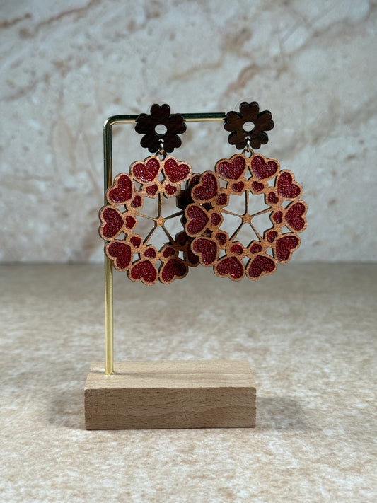 Heart Detail Wooden Earrings – February Edition - Akajou