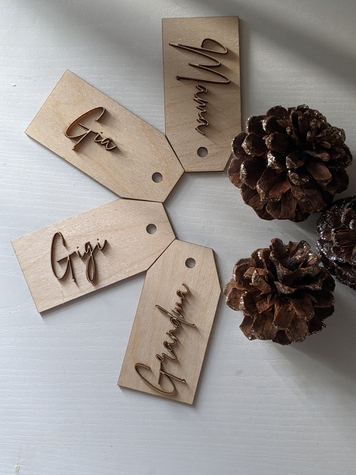 Wood Gift Tag, Custom Christmas Tag, Personalized Stocking Tag, Handmade Gift Tags, Wooden Name Tags, Employee Gift Tag