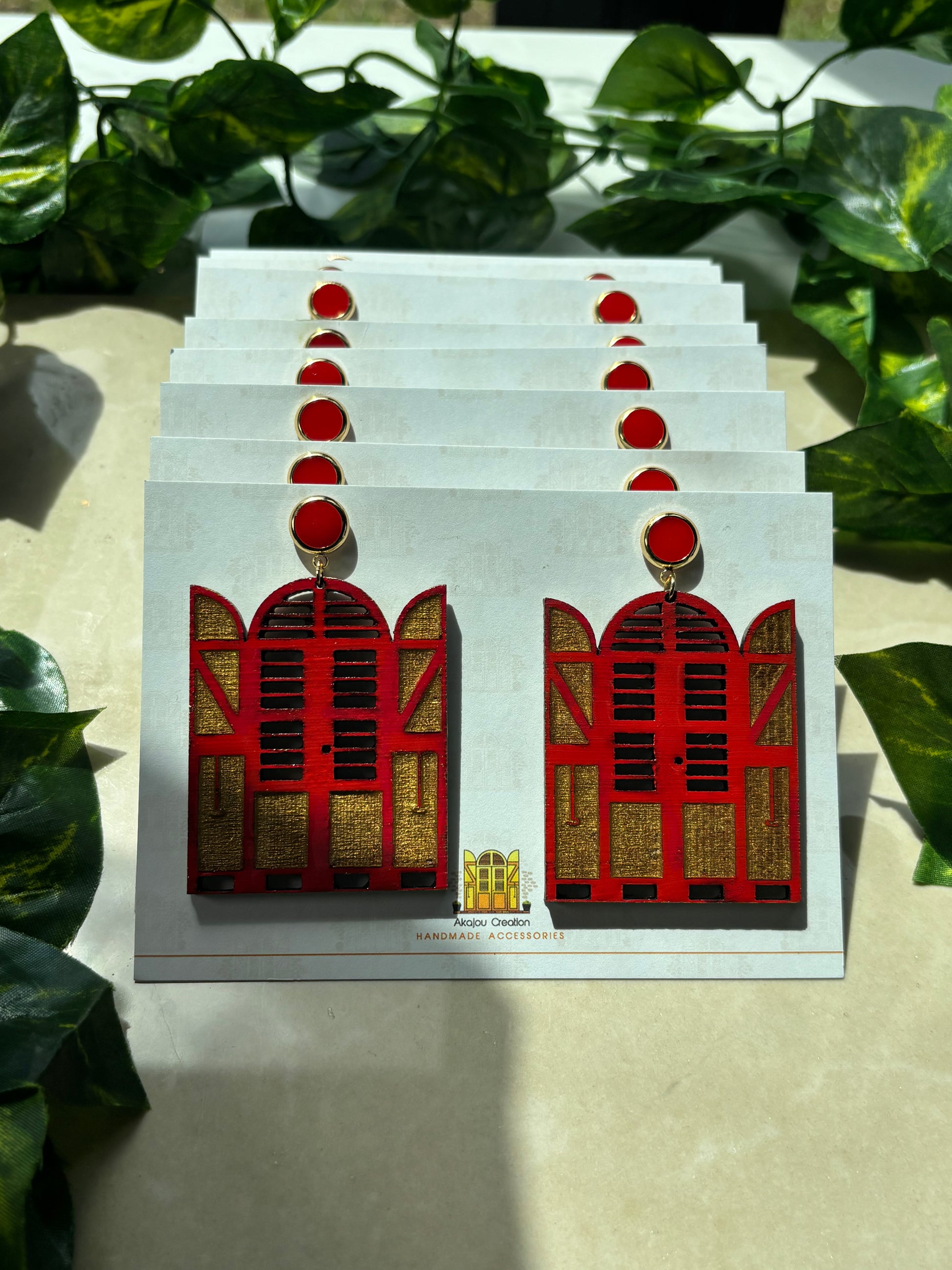 Pòt (Door) Earrings - Akajou