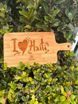 I Love Haiti - Square Personalized Wood Cutting Board with Handle Wooden