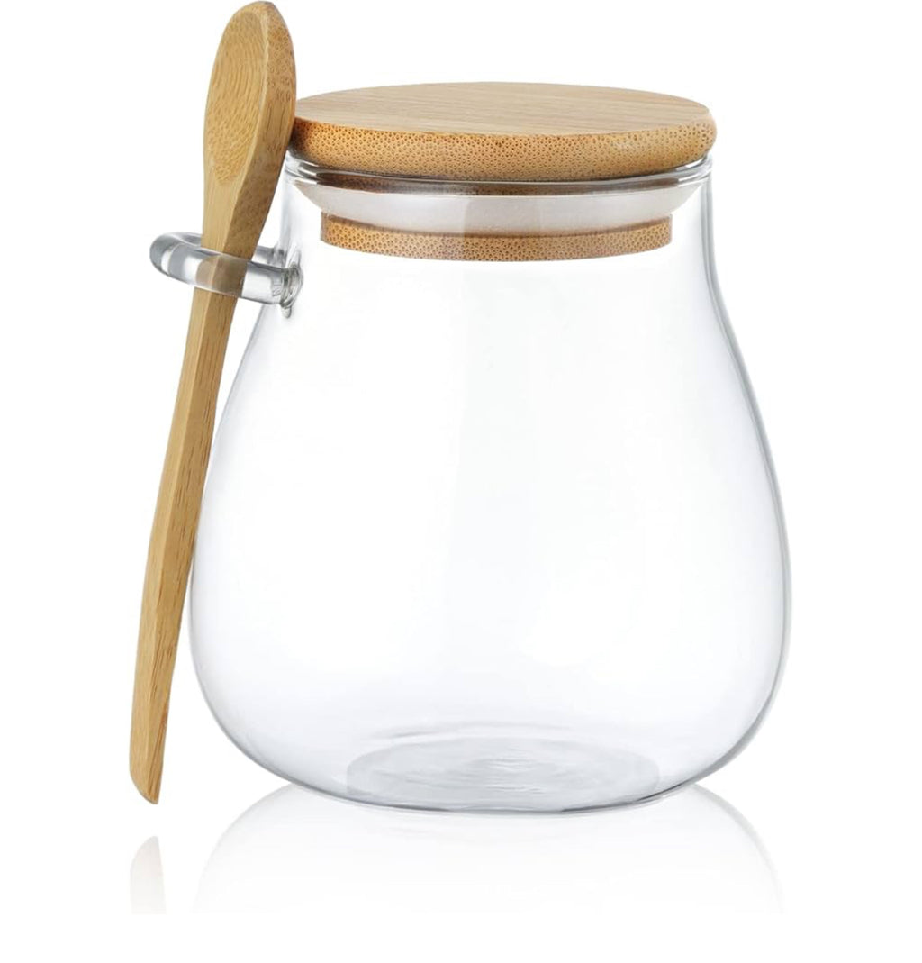 Elegant Glass Jar with Bamboo Lid & Spoon