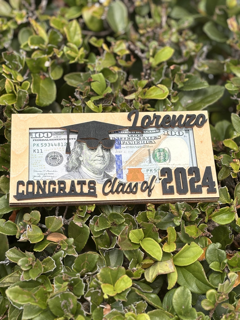 wooden graduation money holder