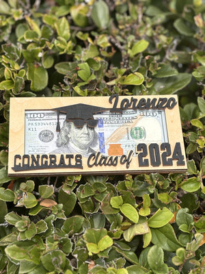 wooden graduation money holder