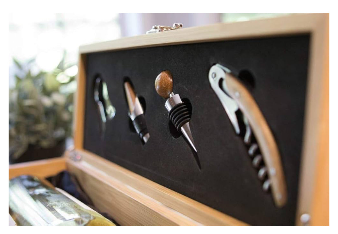 Premium Wooden Wine Box Set - Akajou