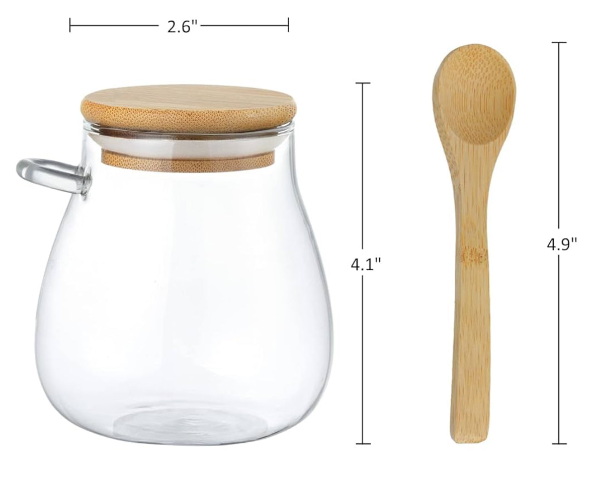 Elegant Glass Jar with Bamboo Lid & Spoon - Akajou