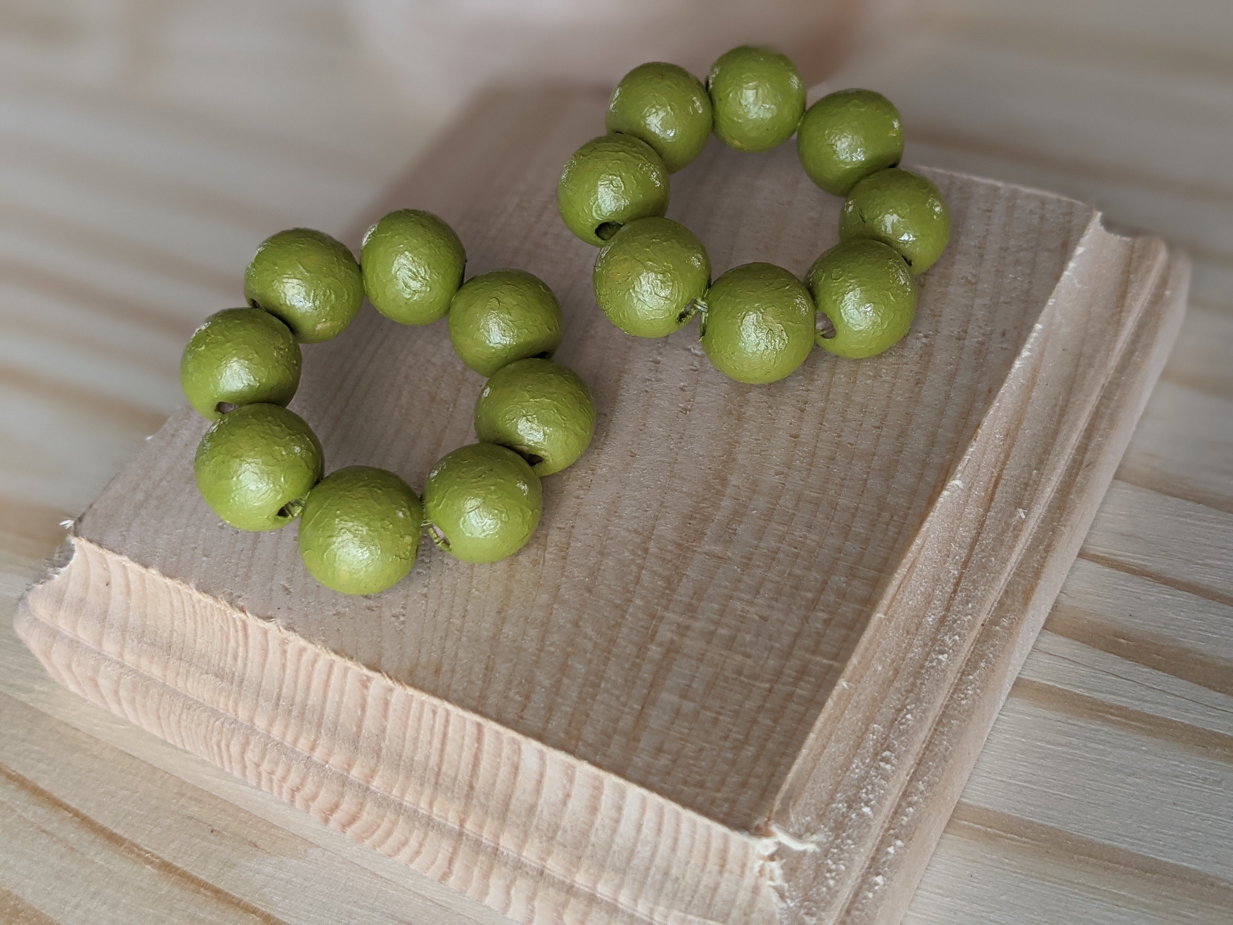 Danna Hand Painted Wood Earrings Green - Akajou